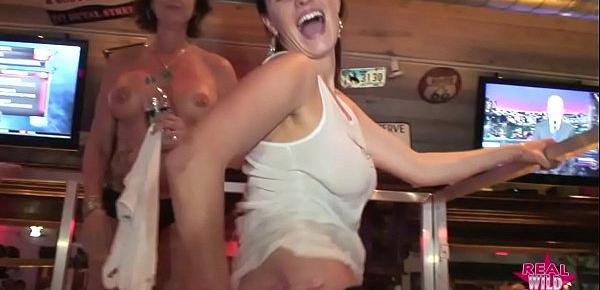  Hot girls flashing tits and ass in a wet t shirt contest Bike Week Rnd2